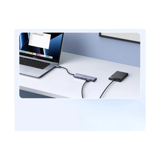 USB HUB UGREEN 5-in-1, USB-C na 3x USB-A, USB-C Power Delivery, HDMI 4K@30fps, sivi