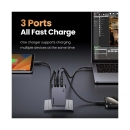 Kućni punjač UGREEN Nexode Pro, 65W, 2x USB-C, USB-A, USB-C kabel, GaN, sivi