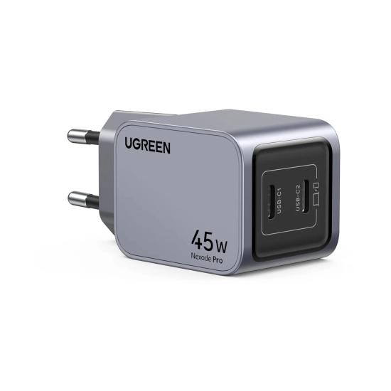 Kućni punjač UGREEN Nexode Pro, 45W, 2x USB C, GaN, sivi Kućni punjač UGREEN Nexode Pro, 45W, 2x USB C, GaN, sivi