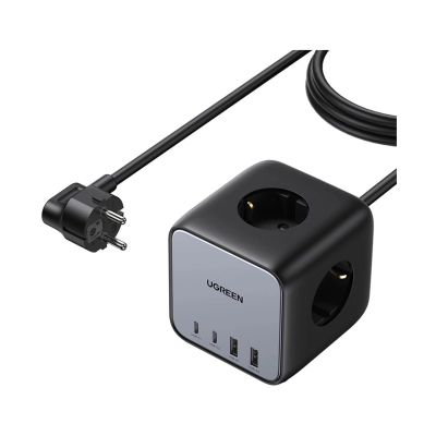 Kabel produžni UGREEN DigiNest Cube, 65W, 3x šuko, 2x USB C, 2x USB A, 1.8m, crno sivi - Produžni kabeli Kabel produžni UGREEN DigiNest Cube, 65W, 3x šuko, 2x USB C, 2x USB A, 1.8m, crno sivi - Produžni kabeli