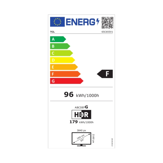 Televizor QLED 65incha TCL 65C655, Google TV, 4K UHD, DVB-T2/C/S2, HDMI, Wi-Fi, Bluetooth, USB, energetski razred F