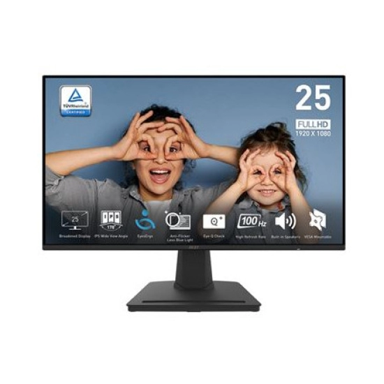 Monitor 24.5incha MSI PRO MP252, FHD, IPS, 100Hz, 1ms, 300cd/m2, 1300:1, zvučnici, crni