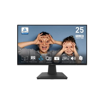 Monitor 24.5incha MSI PRO MP252, FHD, IPS, 100Hz, 1ms, 300cd/m2, 1300:1, zvučnici, crni   - MSI