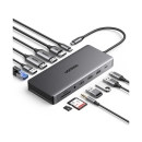 USB HUB UGREEN 13-in-1, USB-C na DisplayPort 4K@60, 2x HDMI 4K@60, USB-C PD 100W, USB-C, 4x USB-A, RJ45, 3.5mm, čitač kartica SD/TF