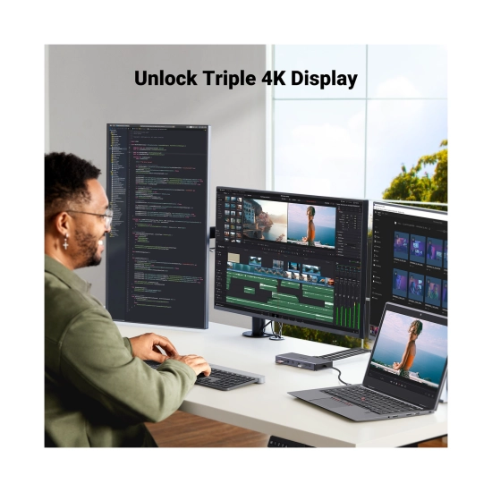 USB HUB UGREEN Revodock Pro 313 13-in-1, USB C na DisplayPort 4K@60, 2x HDMI 4K@60, USB C PD 100W, USB C, 4x USB A, RJ45, 3.5mm, čitač kartica SD/TF USB HUB UGREEN Revodock Pro 313 13-in-1, USB C na DisplayPort 4K@60, 2x HDMI 4K@60, USB C PD 100W, USB C, 4x USB A, RJ45, 3.5mm, čitač kartica SD/TF