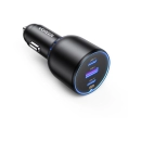 Auto punjač UGREEN, 130W, 2x USB-C, USB-A, PD, QC 4.0, sivi