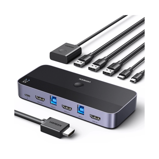 KVM Switch UGREEN 2in1, 3x HDMI, 2x USB-C, 3x USB-A,2x USB-B