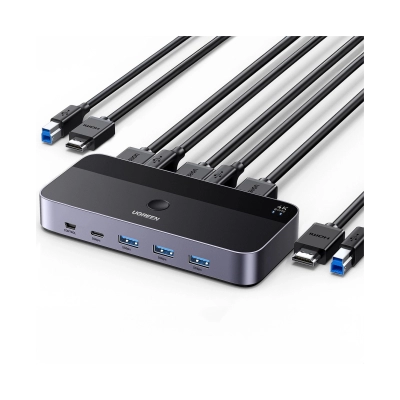 KVM Switch UGREEN 2in1, 3x HDMI, 2x USB-C, 3x USB-A,2x USB-B   - Switchevi