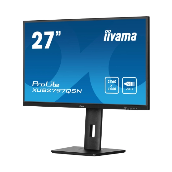 Monitor 27incha IIYAMA XUB2797QSN-B1, WQHD, IPS, 100Hz, 1ms, 250cd/m2, 1300:1, USB-C, 3x USB, RJ45, pivot, zvučnici, crni