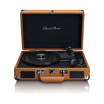 Gramofon LENCO Classic phono TT-10BN, RCA izlaz, 3.5mm, AUX in, zvučnici, Suitcase, smeđi   - Lenco