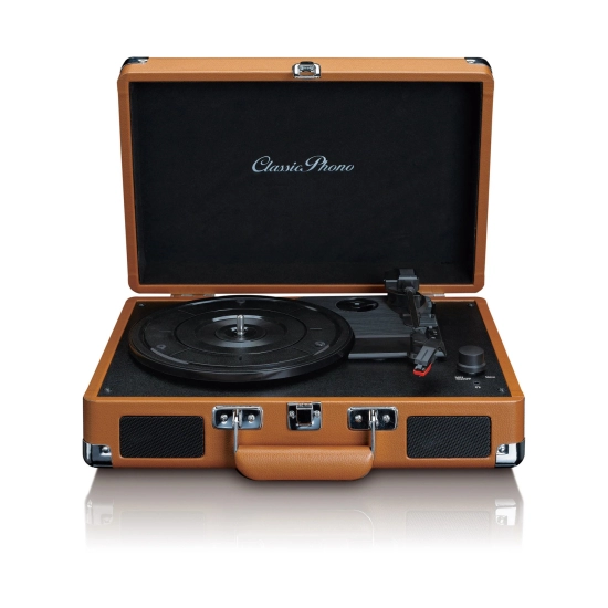 Gramofon LENCO Classic phono TT-10BN, RCA izlaz, 3.5mm, AUX in, zvučnici, Suitcase, smeđi