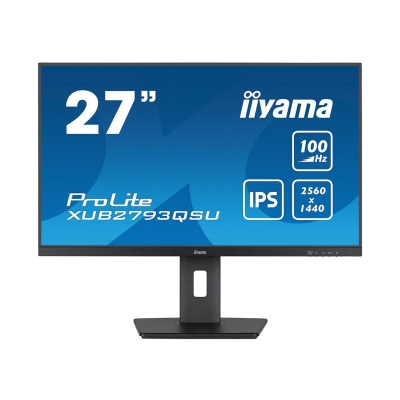 Monitor 27incha IIYAMA XUB2793QSU-B6, WQHD, IPS, 100Hz, 1ms, 250cd/m2, 1300:1, 2x USB, pivot, zvučnici, crni   - IIYAMA