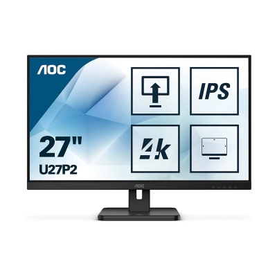 Monitor 27incha AOC U27P2, UHD, IPS, 60Hz, 4ms, 350cd/m2, 1000:1, 4x USB, pivot, zvučnici, crni   - AOC