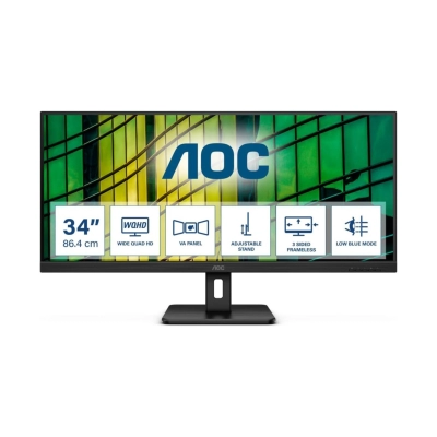 Monitor 34incha AOC U34E2M, WQHD, VA, 100Hz, 4ms, 300cd/m2, 3000:1, crni   - AOC