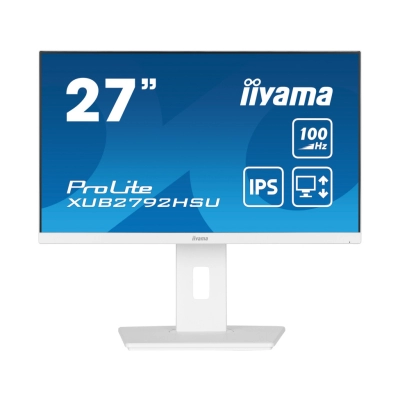 Monitor 27incha IIYAMA XUB2792HSU-W6, FHD, IPS, 100Hz, 0.4ms, 250cd/m2, 1300:1, 4x USB, pivot, zvučnici, bijeli   - IIYAMA