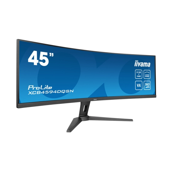 Monitor 45incha IIYAMA XCB4594DQSN-B1, Dual QHD, VA, 165Hz, 0.8ms, 450cd/m2, 3000:1, USB-C, 3x USB, RJ45, KVM, zakrivljeni, zvučnici, crni