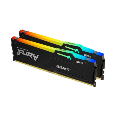 Memorija PC5-51200, 32GB, KINGSTON FURY Beast RGB, KF564C32BBAK2-32, DDR5, 3200MHz, 2x16GB kit   - Kingston