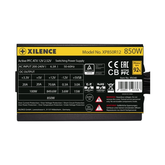 Napajanje 850W, XILENCE XP850R12 XN340, 80+ Gold, 120mm fan