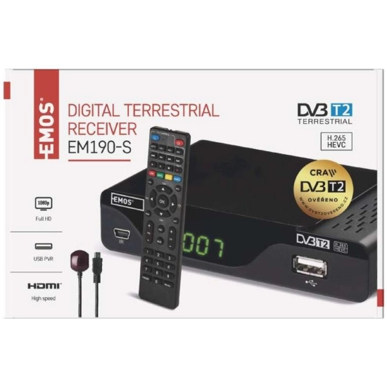 TV tuner EMOS EM190-S, DVB-T2 HEVC/H.265