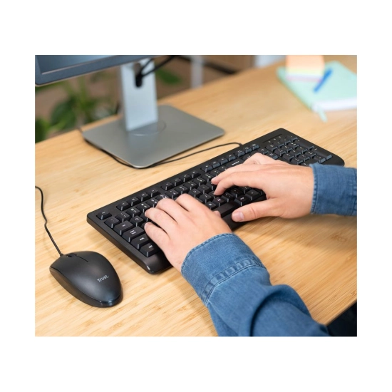 Tipkovnica + miš TRUST Primo, žična, USB A, crna