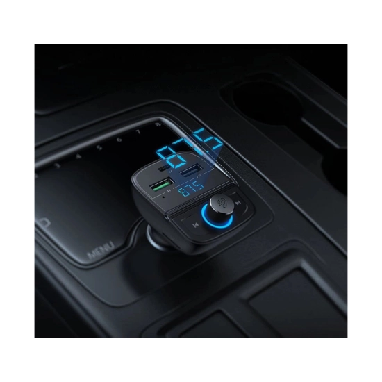 FM transmiter za auto UGREEN, LED zaslon, Bluetooth, Card Reader, USB C, 2x USB A, Quick charge 3.0, crni