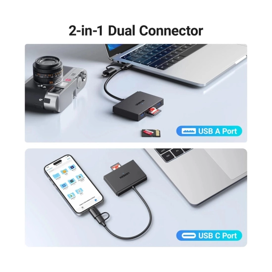 USB HUB UGREEN, USB 3.0/USB C na 2x USB A 3.0, TF/SD, crni USB HUB UGREEN, USB 3.0/USB C na 2x USB A 3.0, TF/SD, crni