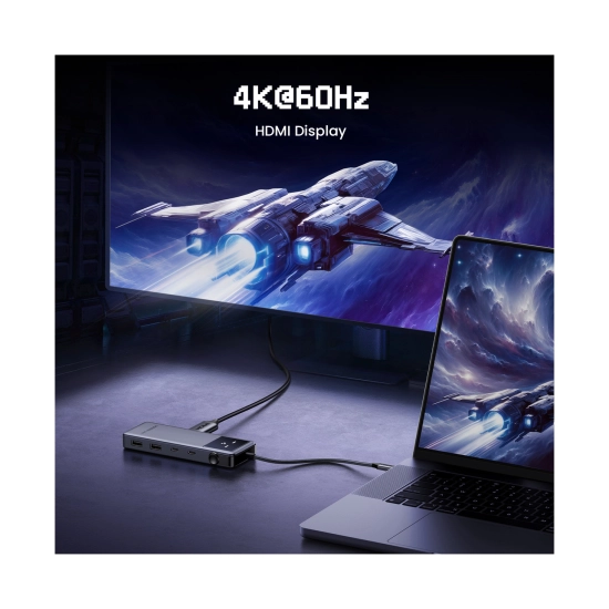 USB HUB UGREEN 6-in-1, USB C na HDMI 4K@60, USB C PD 100W, 2x USB C, 3x USB A, sivi USB HUB UGREEN 6-in-1, USB C na HDMI 4K@60, USB C PD 100W, 2x USB C, 3x USB A, sivi