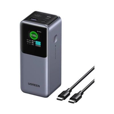 Prijenosno napajanje powerbank UGREEN, 25.000 mAh, Fast Charging, USB C, Power Delivery 3.1 do 140W, sivi