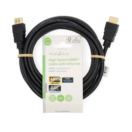 Kabel NEDIS CVGL34060BK30, HDMI (M) na HDMI (M), crni, 3m