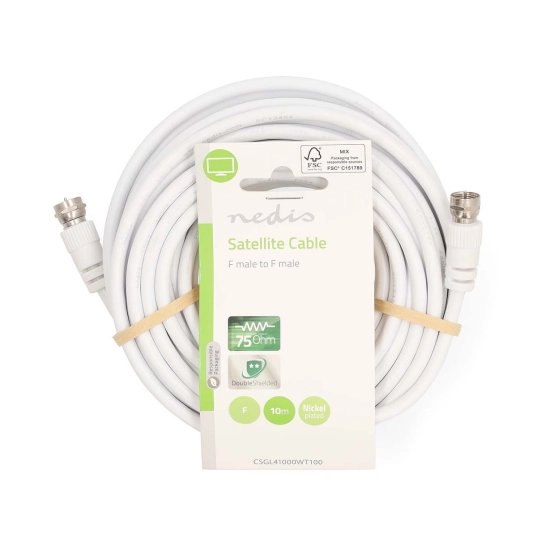 Kabel NEDIS CSGL41000WT100, antenski F (M) na F (M), bijeli, 10m Kabel NEDIS CSGL41000WT100, antenski F (M) na F (M), bijeli, 10m