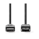 Kabel NEDIS CCGL61010BK20, USB A 3.2 (M) na USB A (Ž), crni, 2m
