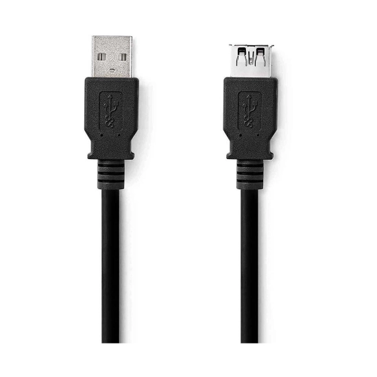 Kabel NEDIS CCGL61010BK20, USB A 3.2 (M) na USB A (Ž), crni, 2m