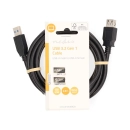 Kabel NEDIS CCGL61010BK20, USB A 3.2 (M) na USB A (Ž), crni, 2m
