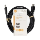 Kabel NEDIS CCGL61010BK30, USB A 3.2 (M) na USB A (Ž), crni, 3m