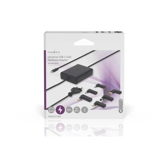 Punjač za laptop NEDIS NBAU65110BK, univerzalni, 65W, 2.5m