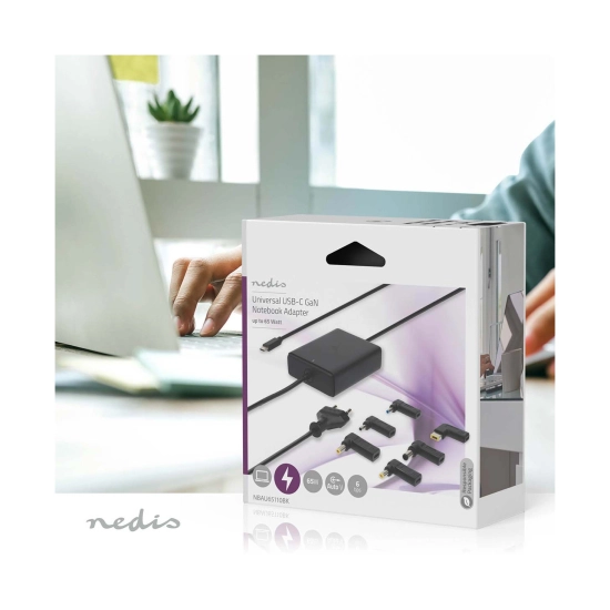 Punjač za laptop NEDIS NBAU65110BK, univerzalni, 65W, 2.5m