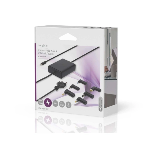 Punjač za laptop NEDIS NBAU65110BK, univerzalni, 65W, 2.5m