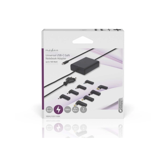 Punjač za laptop NEDIS NBAU100110BK, univerzalni, 100W, 2.5m Punjač za laptop NEDIS NBAU100110BK, univerzalni, 100W, 2.5m