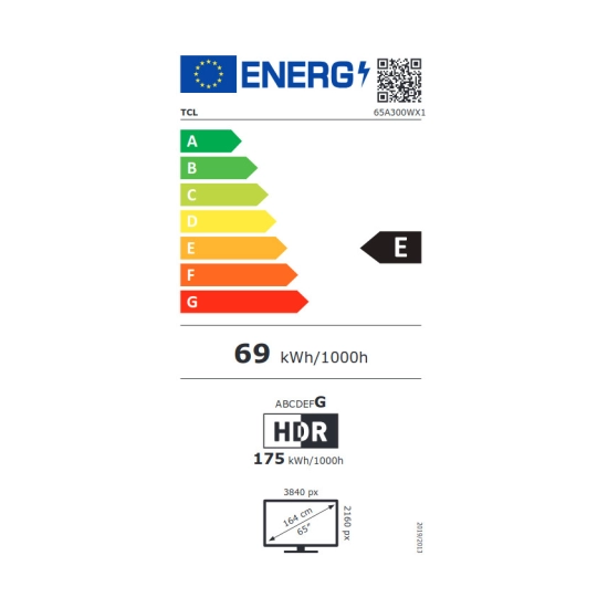 Televizor LED 65incha TCL NXTFRAME TV 65A300W, Google TV, 4K UHD, DVB-T2/C/S2, HDMI, Wi-Fi, USB, energetski razred E