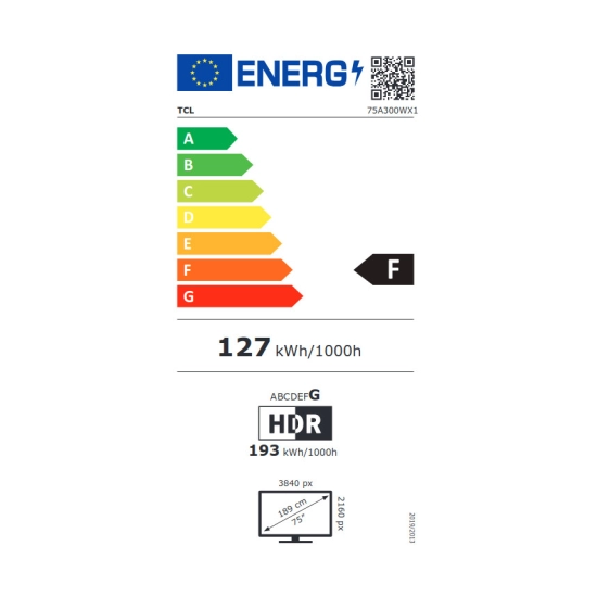 Televizor LED 75incha TCL NXTFRAME TV 75A300W, Google TV, 4K UHD, DVB-T2/C/S2, HDMI, Wi-Fi, USB, energetski razred F