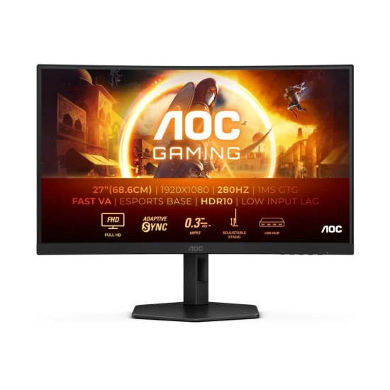 Monitor 27incha AOC, C27G4ZXU, FHD, VA, 280Hz, 1ms, 300cd/m2, 4000:1, zakrivljeni, zvučnici, crni Monitor 27incha AOC, C27G4ZXU, FHD, VA, 280Hz, 1ms, 300cd/m2, 4000:1, zakrivljeni, zvučnici, crni