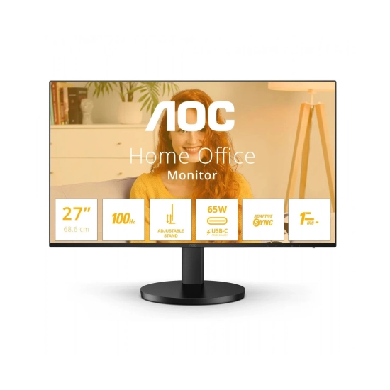 Monitor 27incha AOC, Q27B3CF2, QHD, IPS, 100Hz, 4ms, 350cd/m2, 1500:1, USB C, 2x USB A, zvučnici, crni