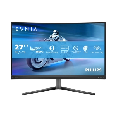 Monitor 27incha PHILIPS, 27M2C5200W, FHD, VA, 280Hz, 1ms, 300cd/m2, 4000:1, zakrivljeni, crni