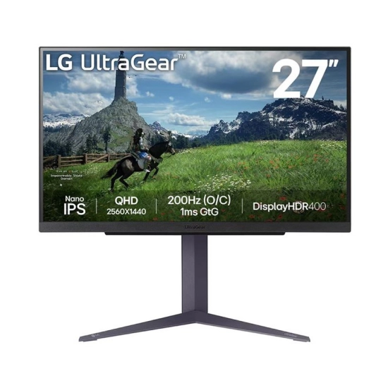 Monitor 27incha LG, 27GS85Q-B, QHD, IPS, 200Hz, 1ms, 400cd/m2, 700:1, pivot, crni