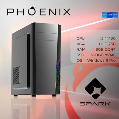 Računalo office PHOENIX SPARK Y-229, Intel i3 14100, 8GB, 500GB SSD, Windows 11P   - Phoenix