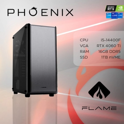 Računalo gaming PHOENIX FLAME Y-603, Intel i5 14400F, 16GB, 1TB SSD, GeForce RTX 4060 TI 8GB, NoOS   - Phoenix