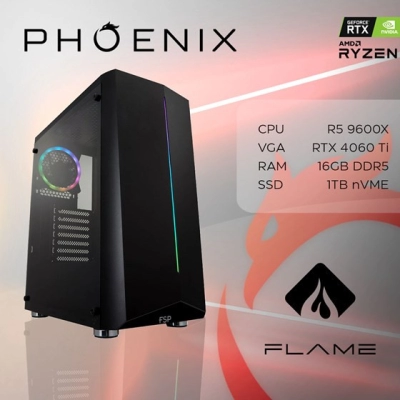 Računalo gaming PHOENIX FLAME Y-605, AMD Ryzen 5 9600X, 16GB, 1TB SSD, GeForce RTX 4060TI 8GB, NoOS   - Phoenix