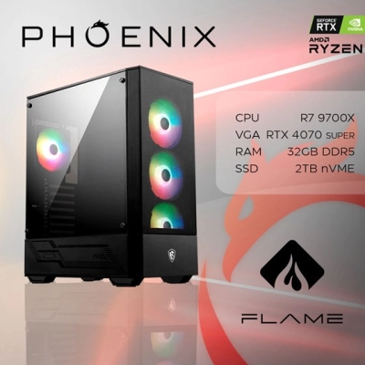 Računalo gaming PHOENIX FLAME Y-606, AMD Ryzen 7 9700X, 32GB, 2TB SSD, GeForce RTX 4070 SUPER 12GB, NoOS   - INFORMATIKA