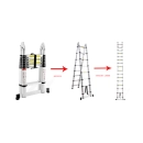 Teleskopske ljestve ProScope (Preklopne) DLT708F (2x8 stepenica / 237-500 cm) + stabilizator - PRO 