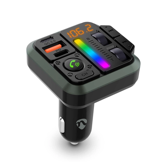 FM transmiter za auto NEDIS CATR2024BK, Hands free pozivanje Bluetooth, PD 18 W / PD 24 W, Brzo punjenje, Bass boost, Google Assistant / Siri, crna